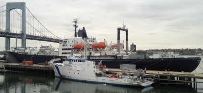 Training Ships <em>Empire State</em> (background) and <em>Kings Pointer</em> (foreground) during MARAD's response to Hurricane Sandy in New York City.
